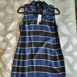 Banana Republic Petite Striped Dress Size 8P Black & Blue